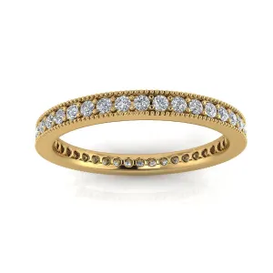 Round Brilliant Cut Diamond Pave & Milgrain Set Eternity Ring In 14k Yellow Gold  (0.29ct. Tw.) Ring Size 4.5