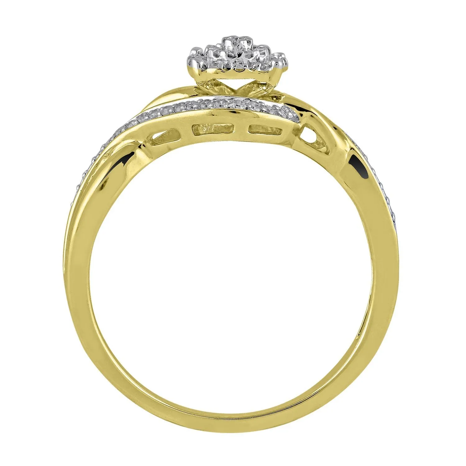 Solitaire Look Ring with 0.14ct of Diamonds in 9ct Yellow Gold