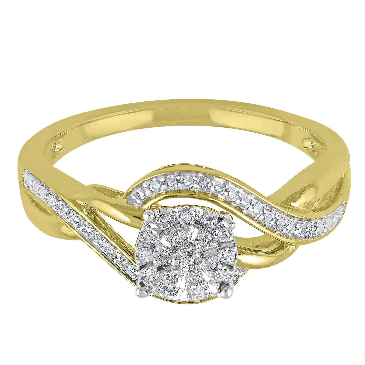 Solitaire Look Ring with 0.14ct of Diamonds in 9ct Yellow Gold