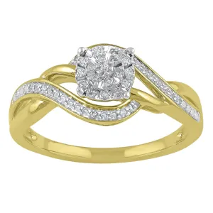 Solitaire Look Ring with 0.14ct of Diamonds in 9ct Yellow Gold