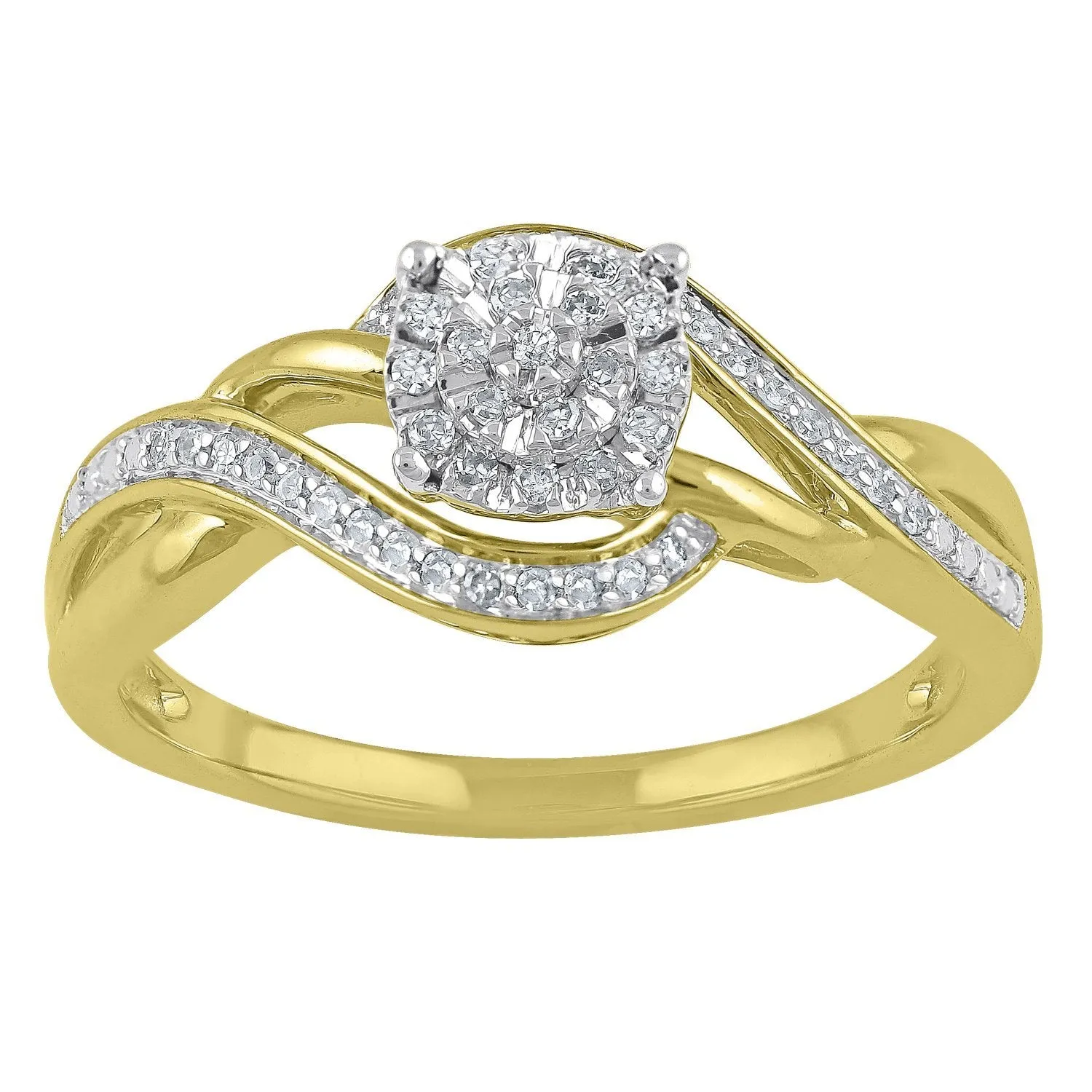 Solitaire Look Ring with 0.14ct of Diamonds in 9ct Yellow Gold