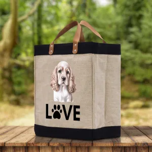 Spaniel Love Dog Jute Canvas Tote Funny Farmer Market Bag Quote Jute Bag Shopping Bag Burlap Bag Dog Owner Gift