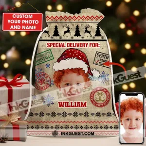 Special Delivery For Cute Kid Personalized Christmas String Bag