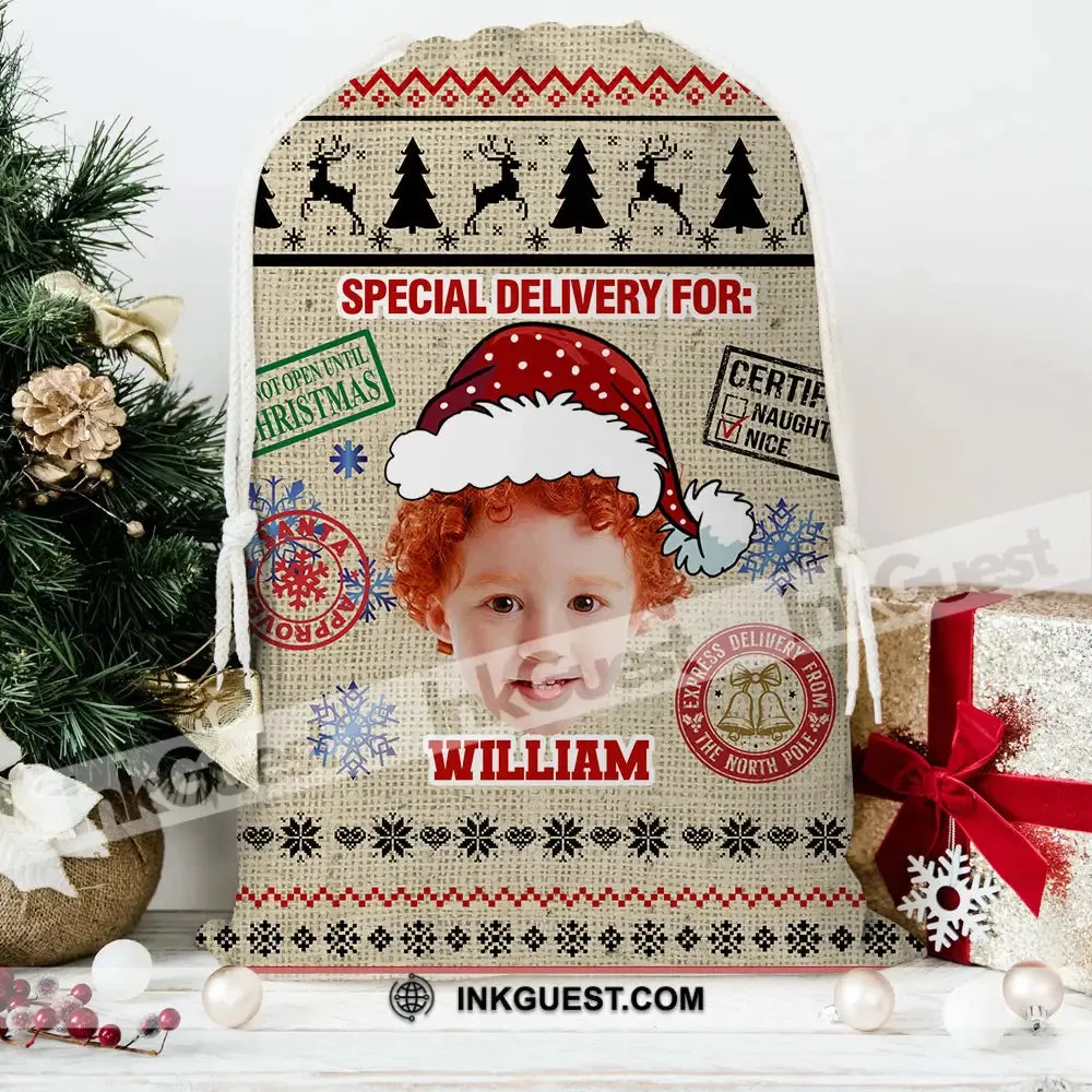 Special Delivery For Cute Kid Personalized Christmas String Bag