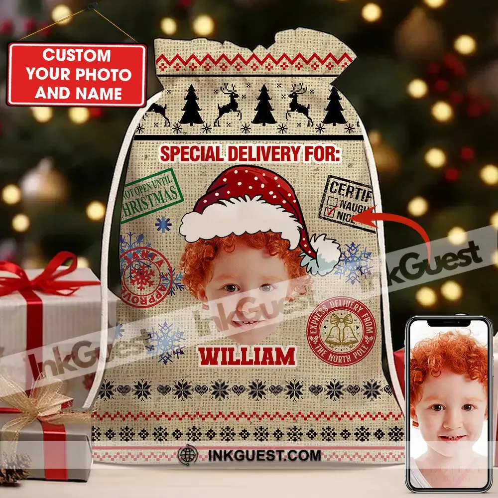 Special Delivery For Cute Kid Personalized Christmas String Bag