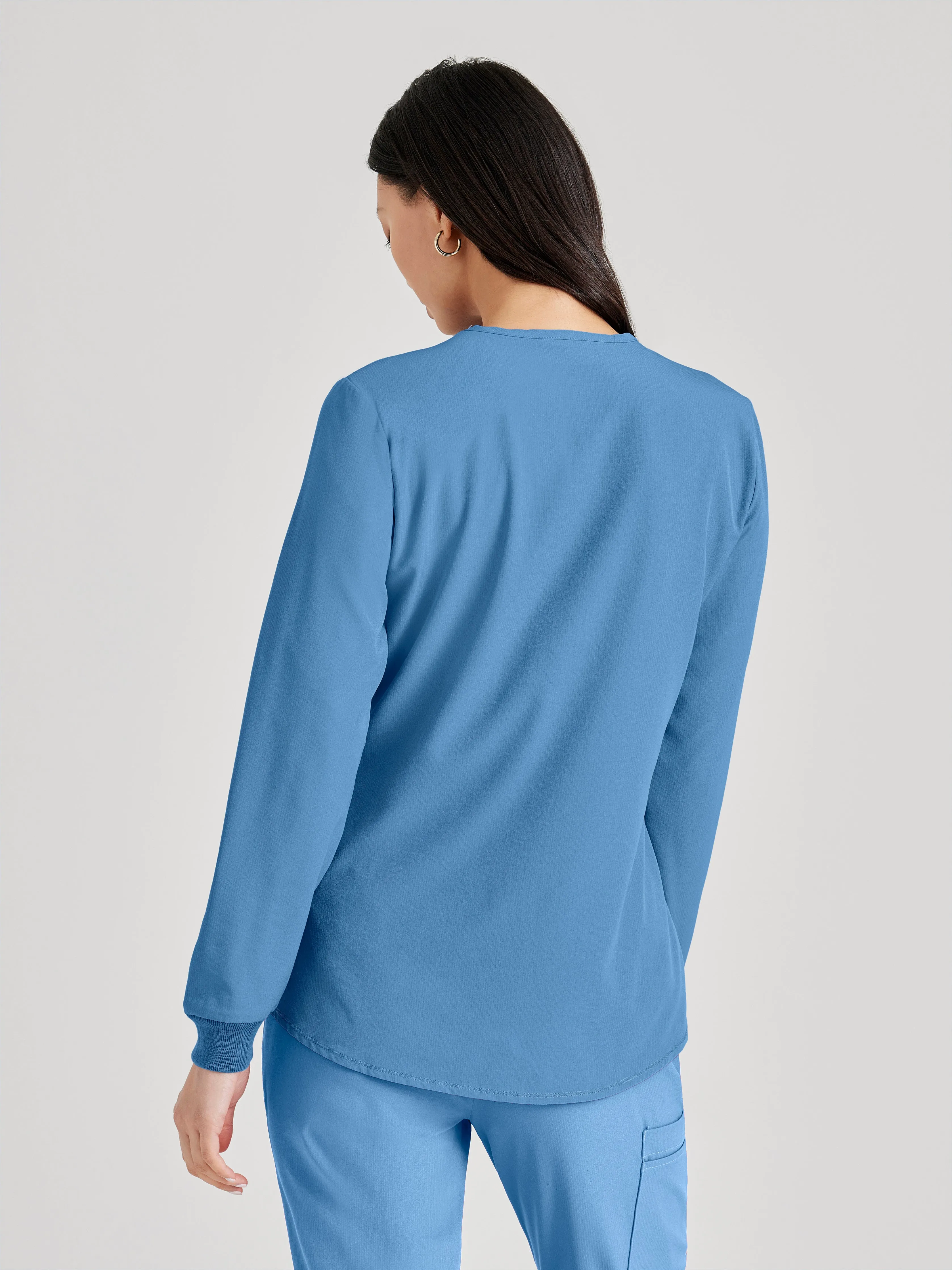 Stability 2-Pocket Crewneck Snap-Front Scrub Jacket