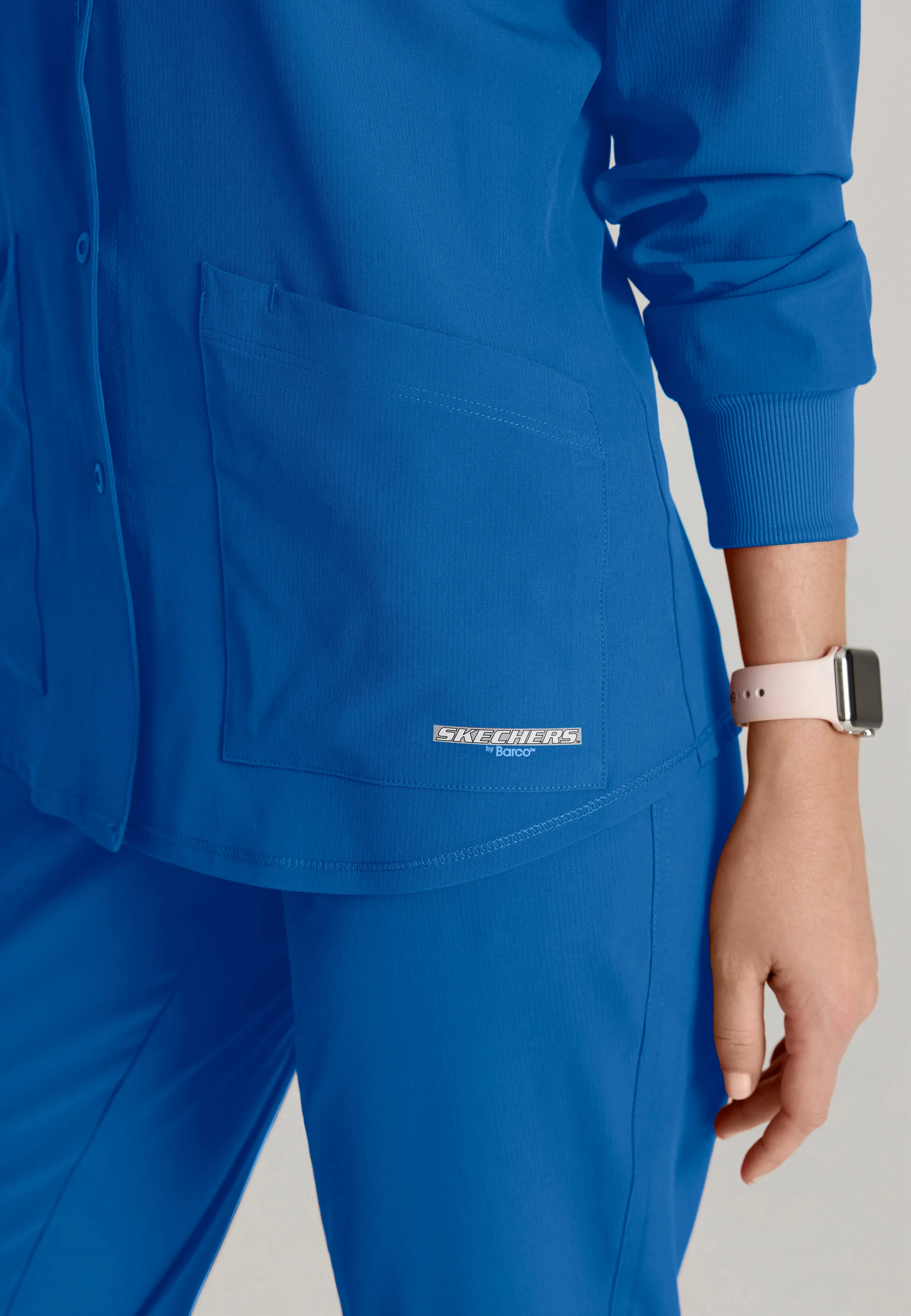 Stability 2-Pocket Crewneck Snap-Front Scrub Jacket