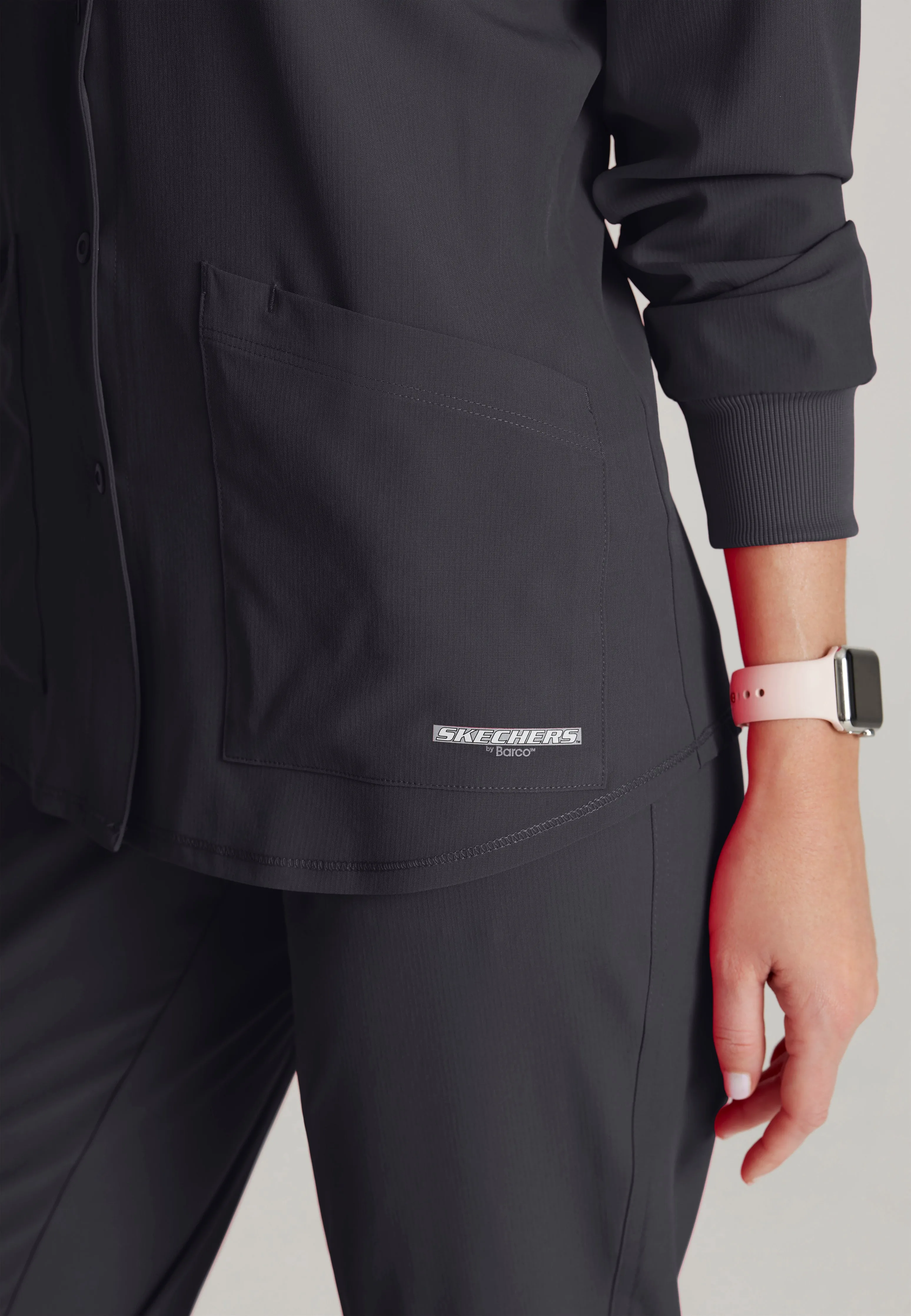 Stability 2-Pocket Crewneck Snap-Front Scrub Jacket