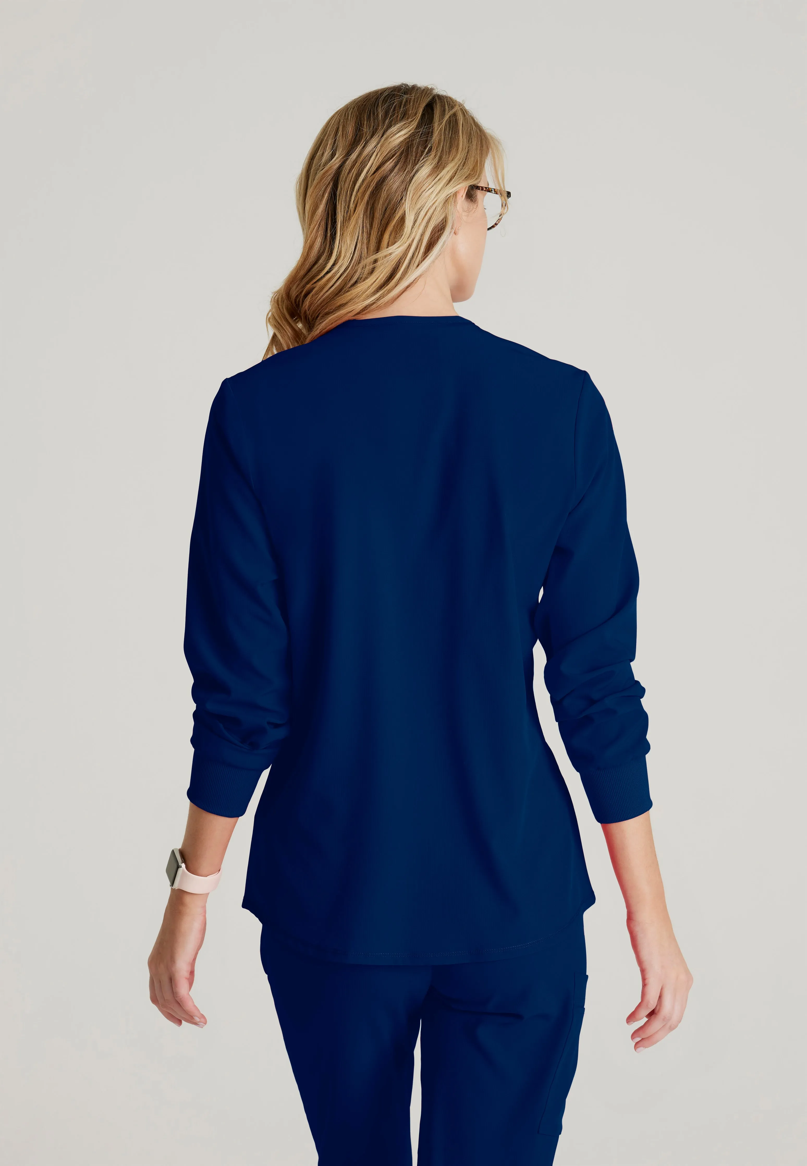 Stability 2-Pocket Crewneck Snap-Front Scrub Jacket