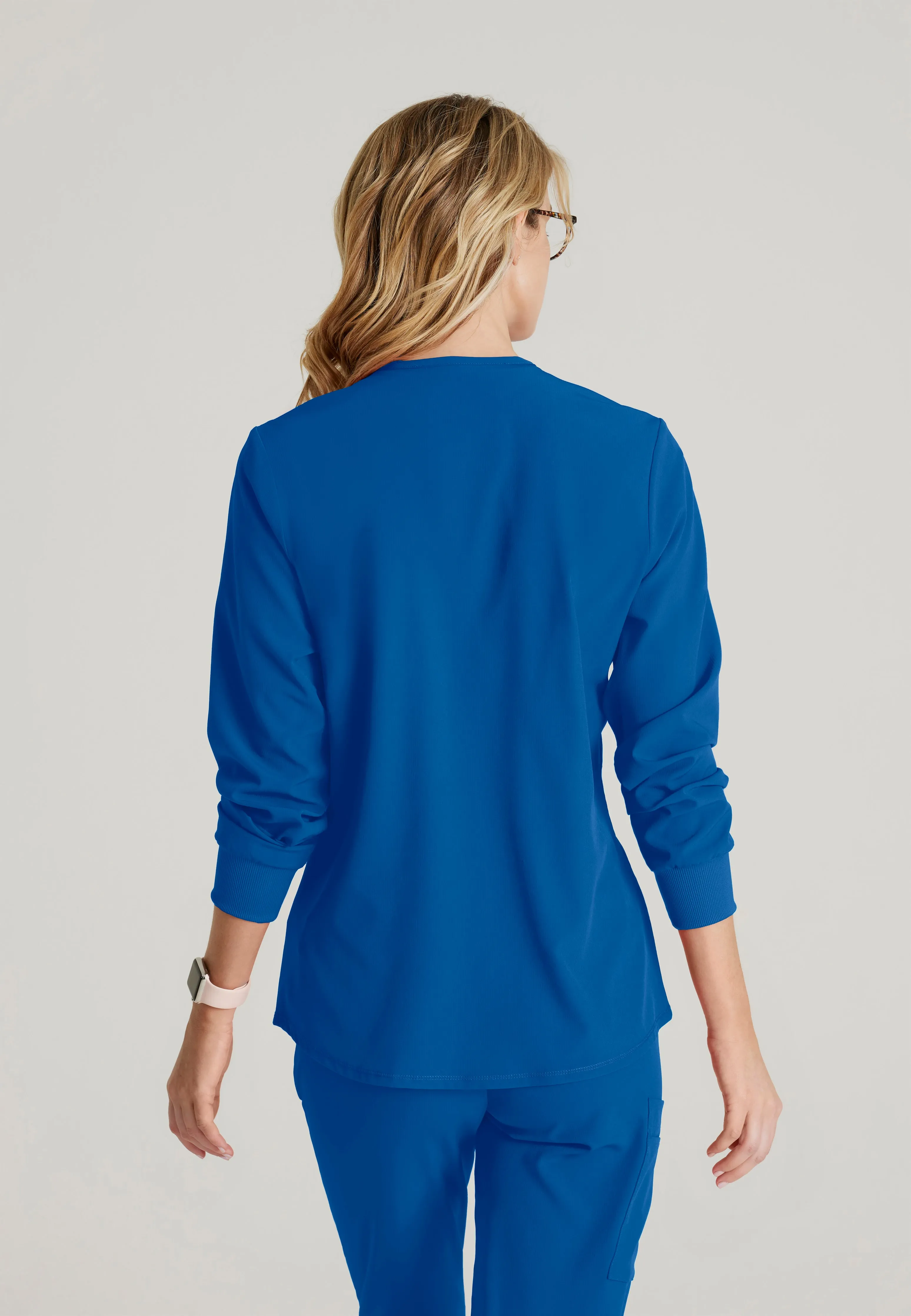 Stability 2-Pocket Crewneck Snap-Front Scrub Jacket