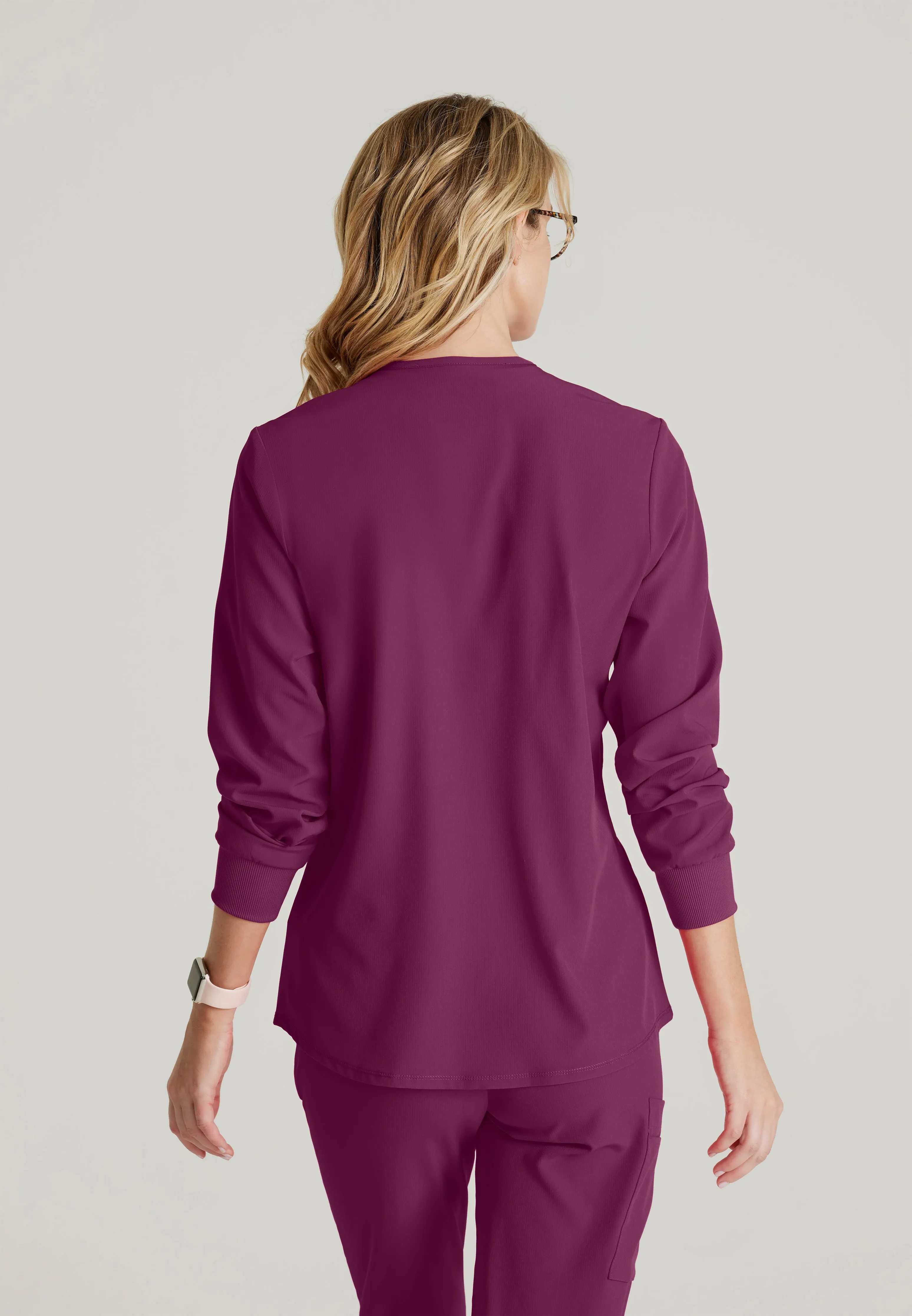 Stability 2-Pocket Crewneck Snap-Front Scrub Jacket