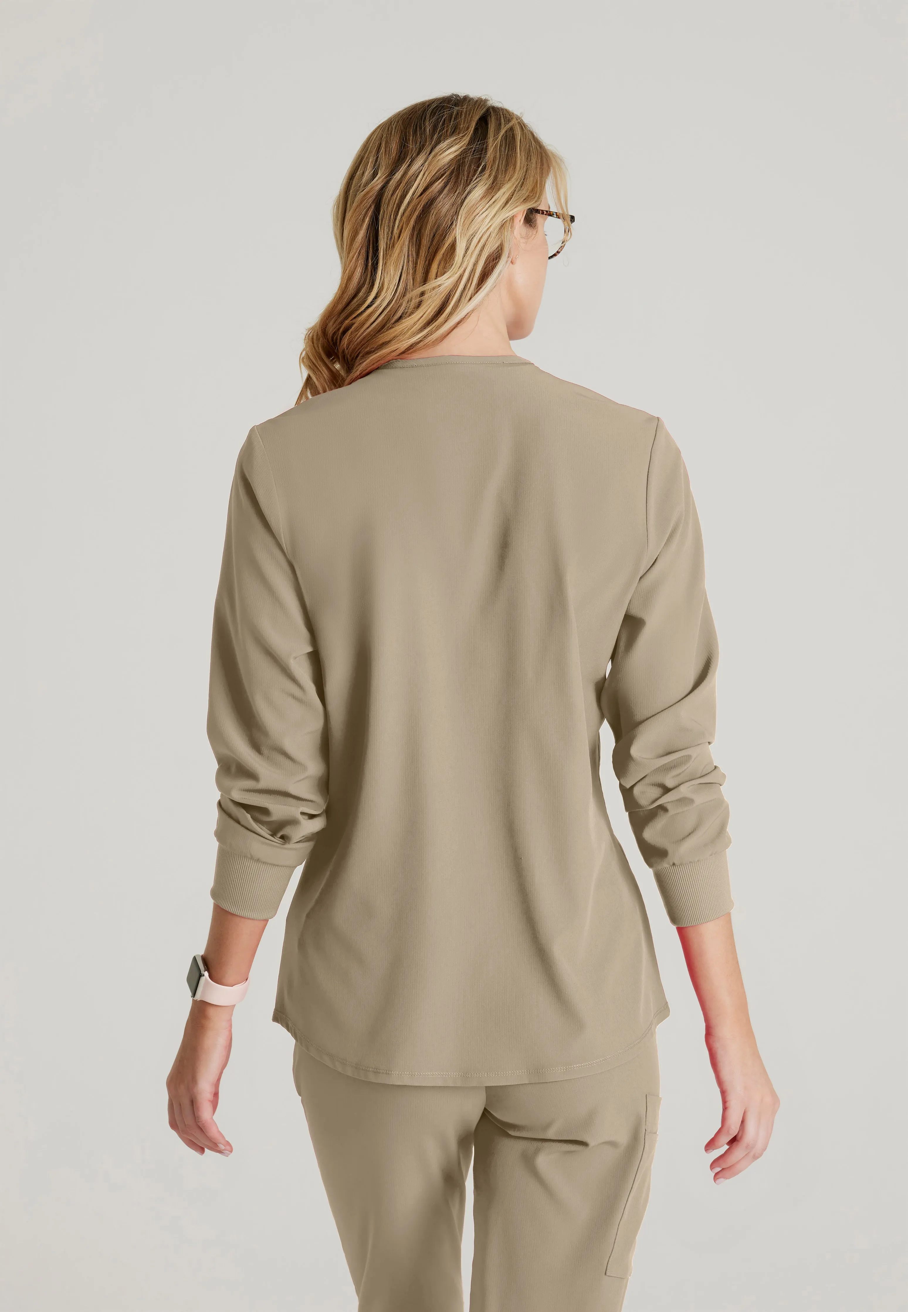 Stability 2-Pocket Crewneck Snap-Front Scrub Jacket