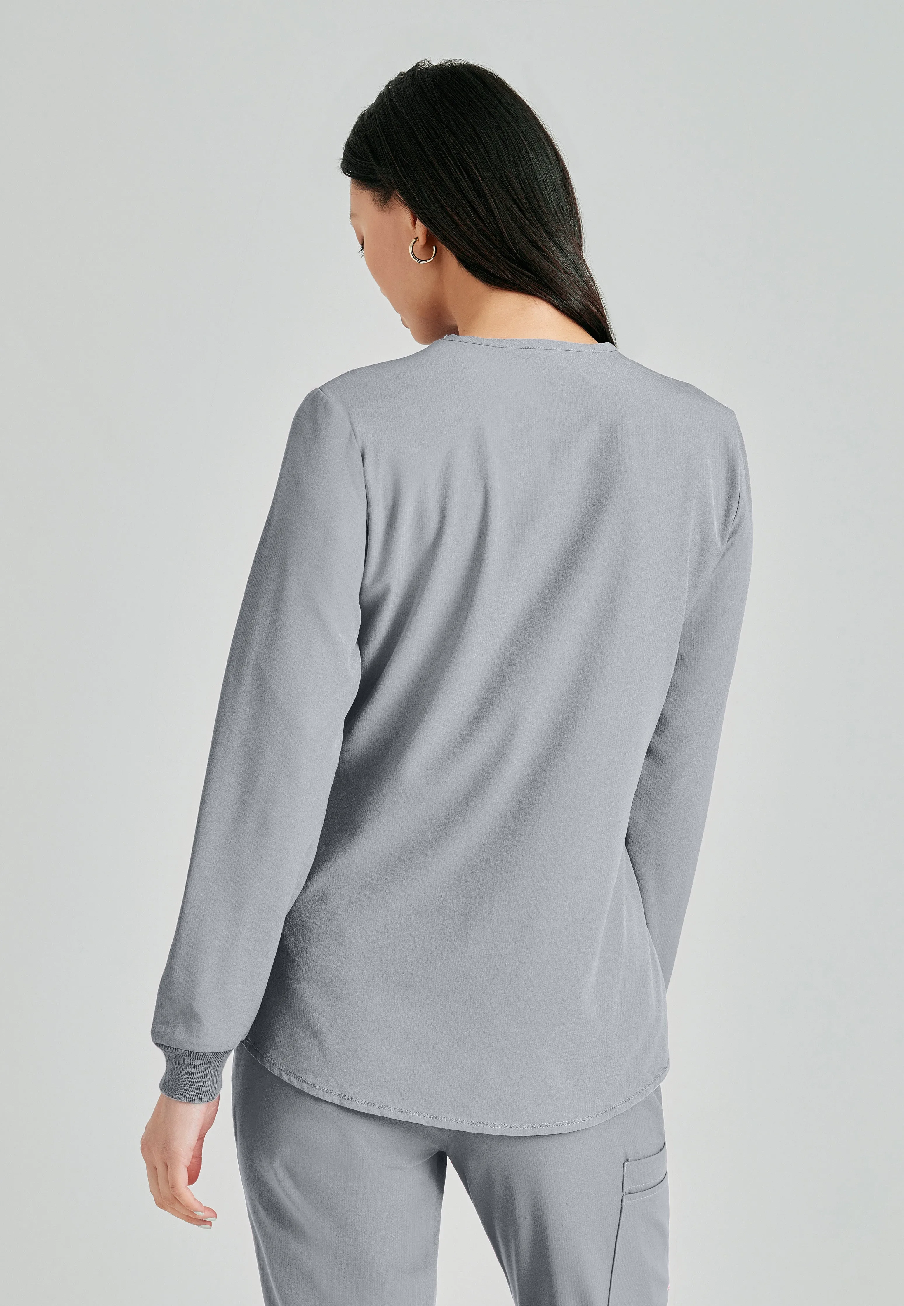 Stability 2-Pocket Crewneck Snap-Front Scrub Jacket