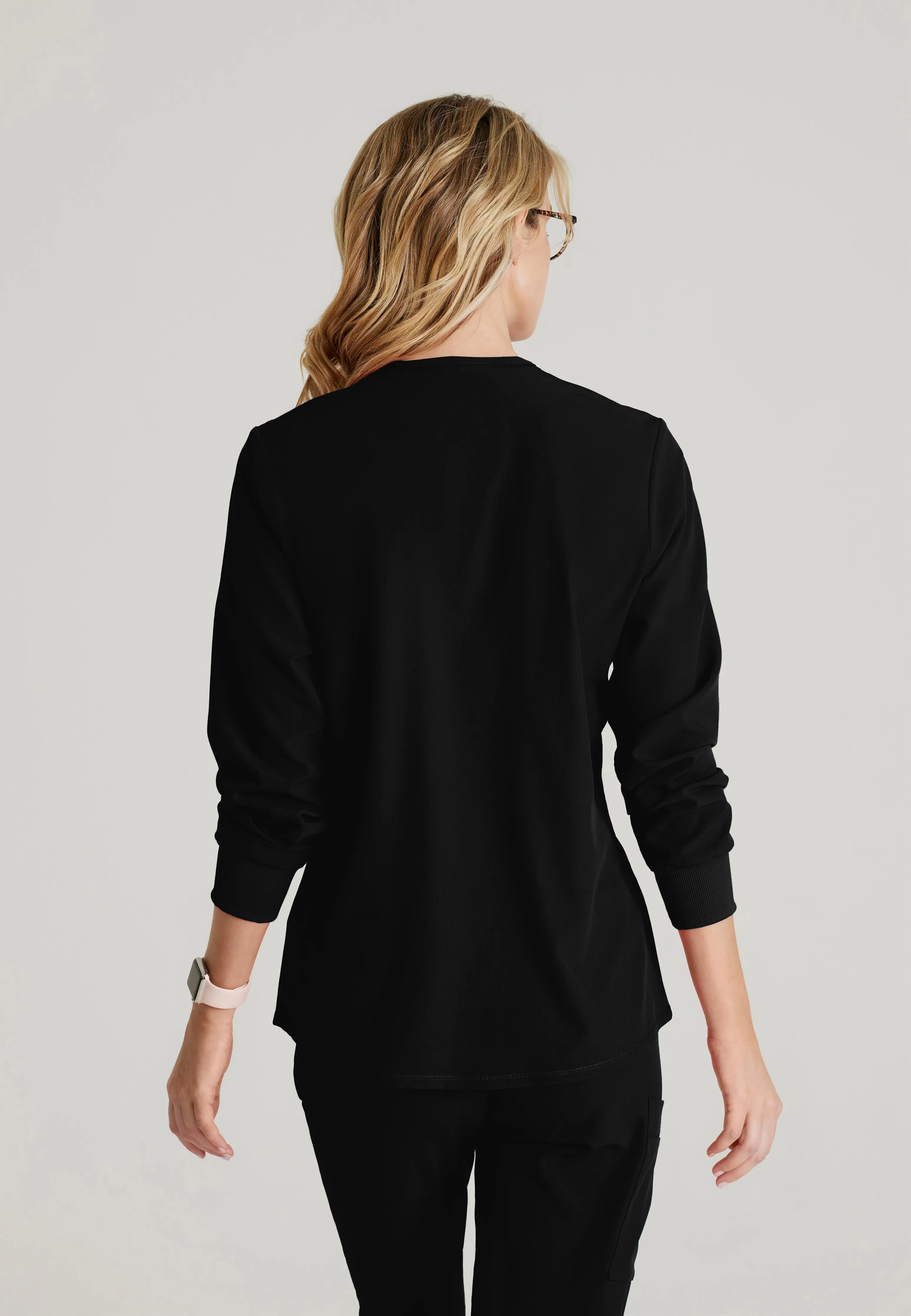 Stability 2-Pocket Crewneck Snap-Front Scrub Jacket