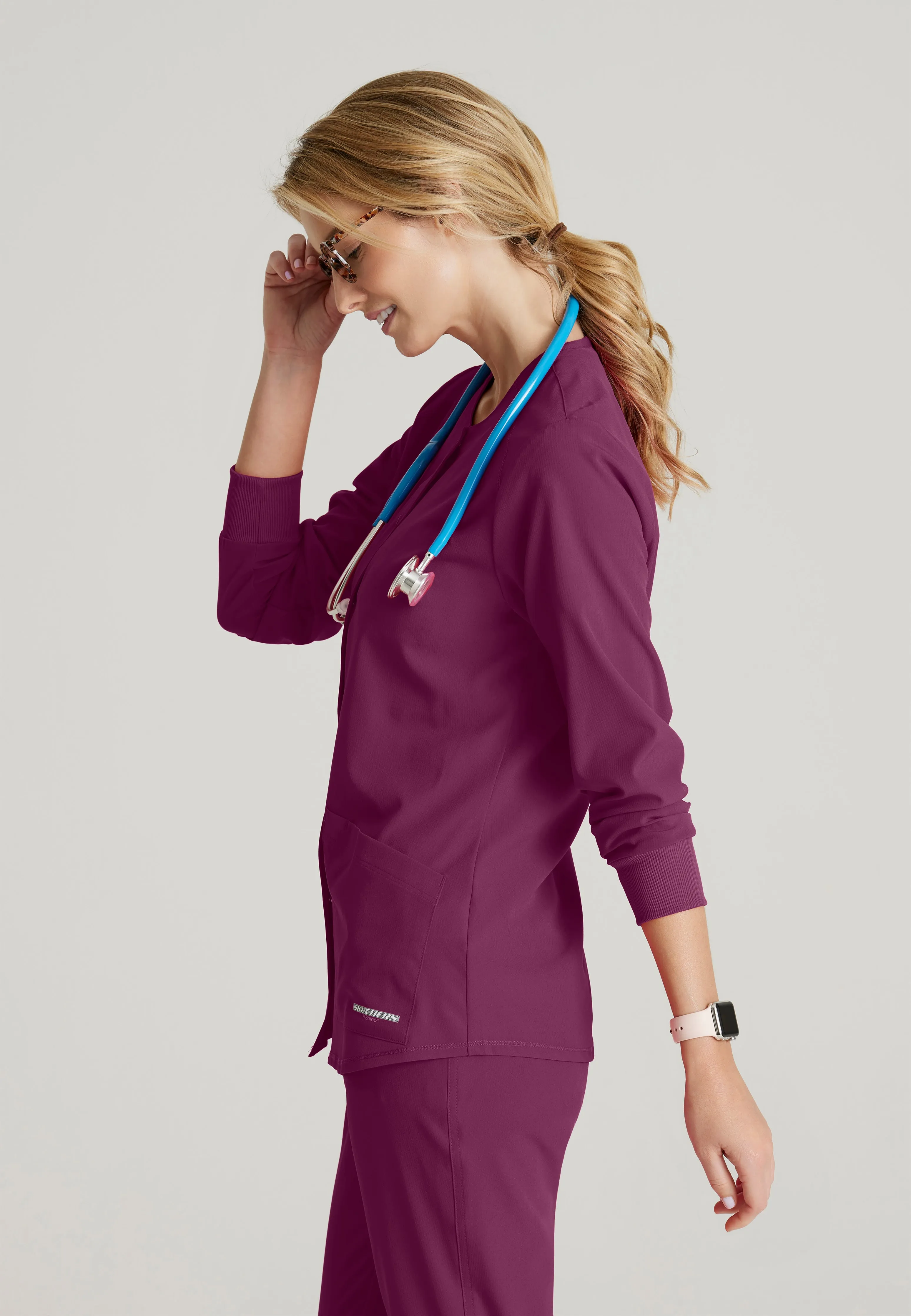 Stability 2-Pocket Crewneck Snap-Front Scrub Jacket
