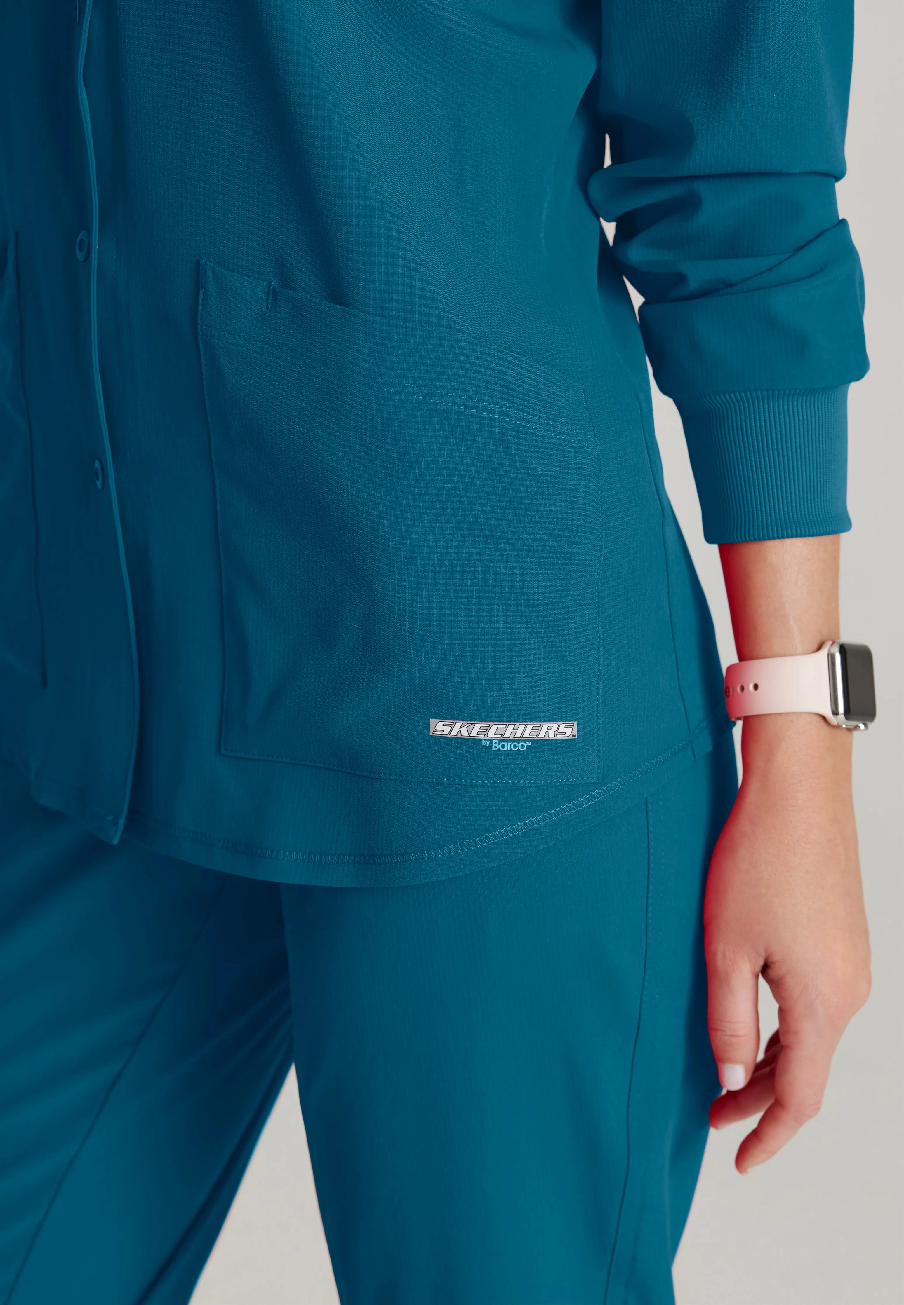 Stability 2-Pocket Crewneck Snap-Front Scrub Jacket