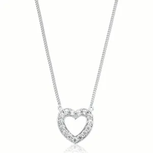 Sterling Silver Round Cubic Zirconia Heart Pendant