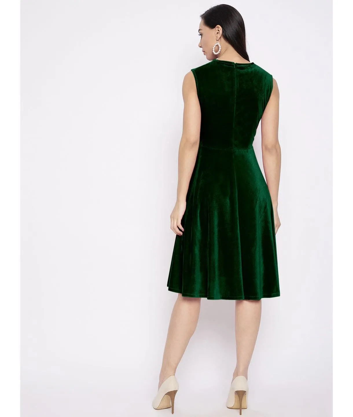 Stretchable Velvet Skater Dress
