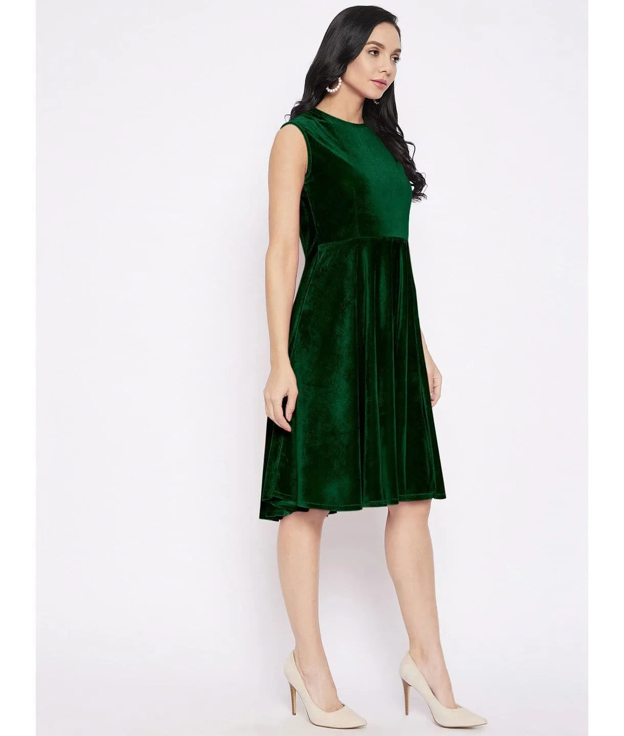 Stretchable Velvet Skater Dress