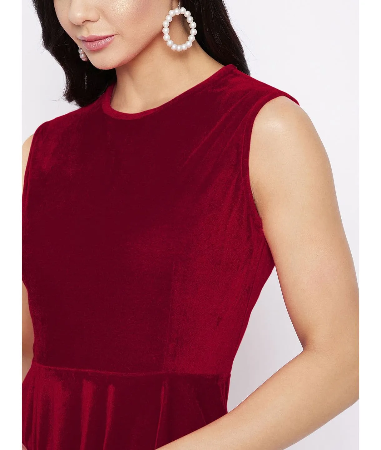Stretchable Velvet Skater Dress