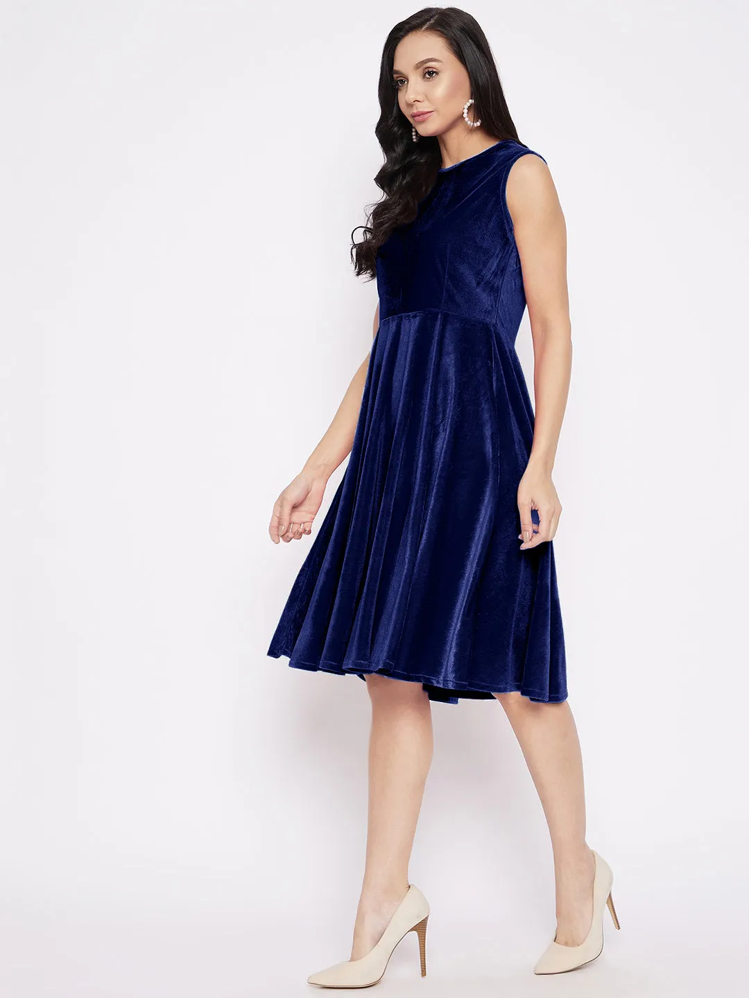 Stretchable Velvet Skater Dress