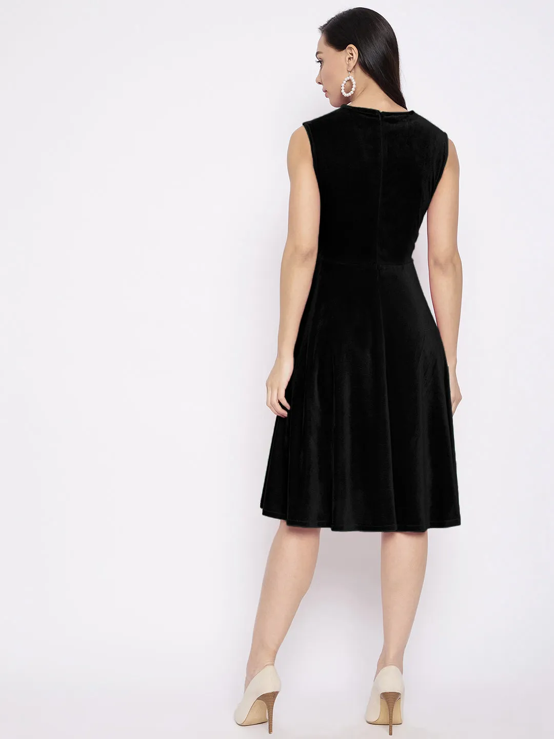 Stretchable Velvet Skater Dress