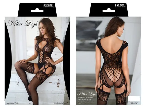 Striking and Sexy Plunge Sheer Bodystocking