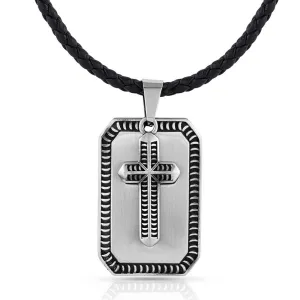 Striking Edge Cross Dog Tag Necklace-NC5541