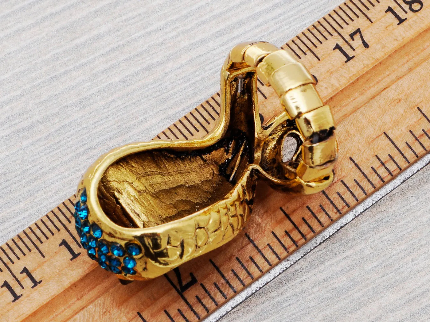 Striking Egyptian Curse Viper Cobra Blue Aqua Ring
