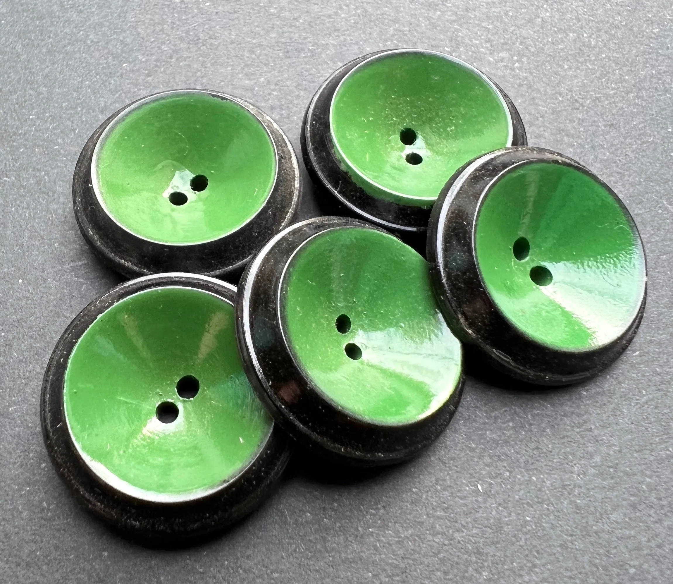 Striking Italian Black & Green Vintage 2cm or 1.5cm Buttons