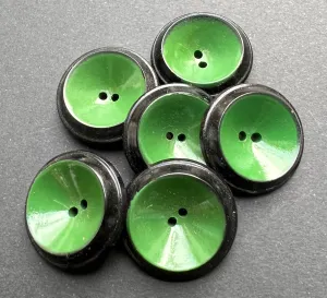 Striking Italian Black & Green Vintage 2cm or 1.5cm Buttons