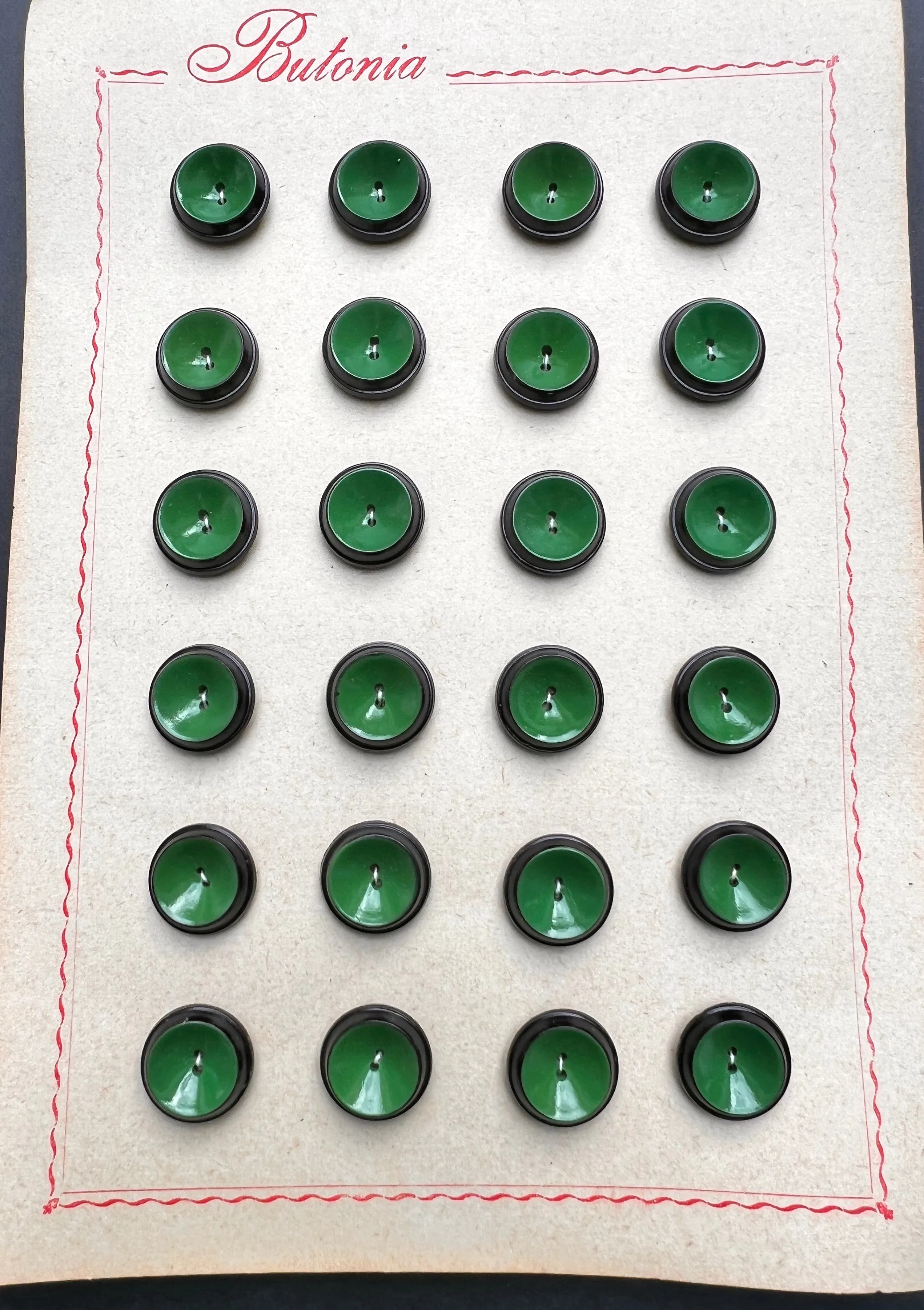 Striking Italian Black & Green Vintage 2cm or 1.5cm Buttons