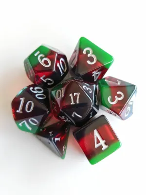 Striking March Bloodstone Layered Birthday Dice 7 Piece Set