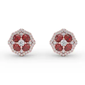 Striking Ruby and Diamond Stud Earrings