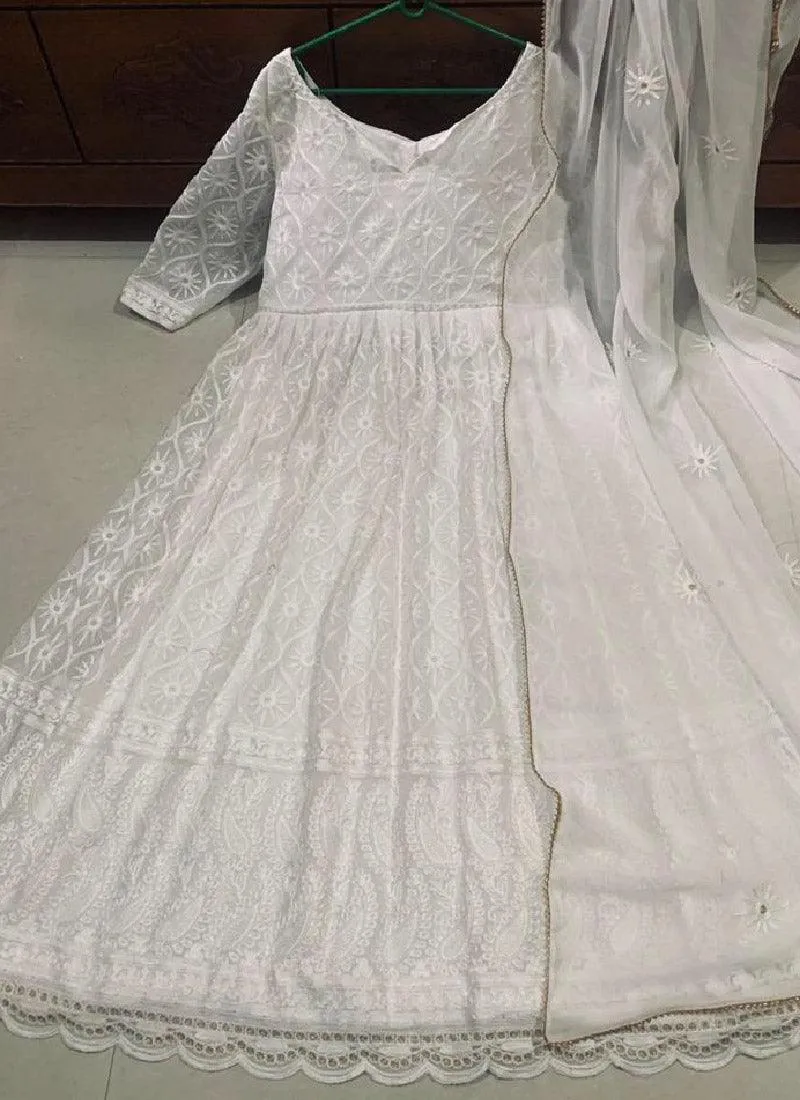 Striking White Color Anarkali Suit