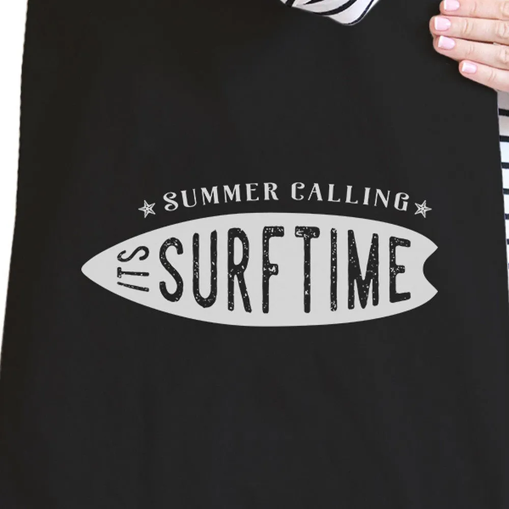 Summer Calling It's Surf Time Black Canvas Bags