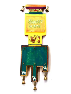 Sweet Home Key Holder Warli Art Striking Colours With Bells By Tamrapatra