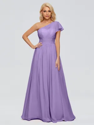Tahiti Color Bridesmaid Dress Rylee Gorgeous One Shoulder Pleated Chiffon Bridesmaid Dresses