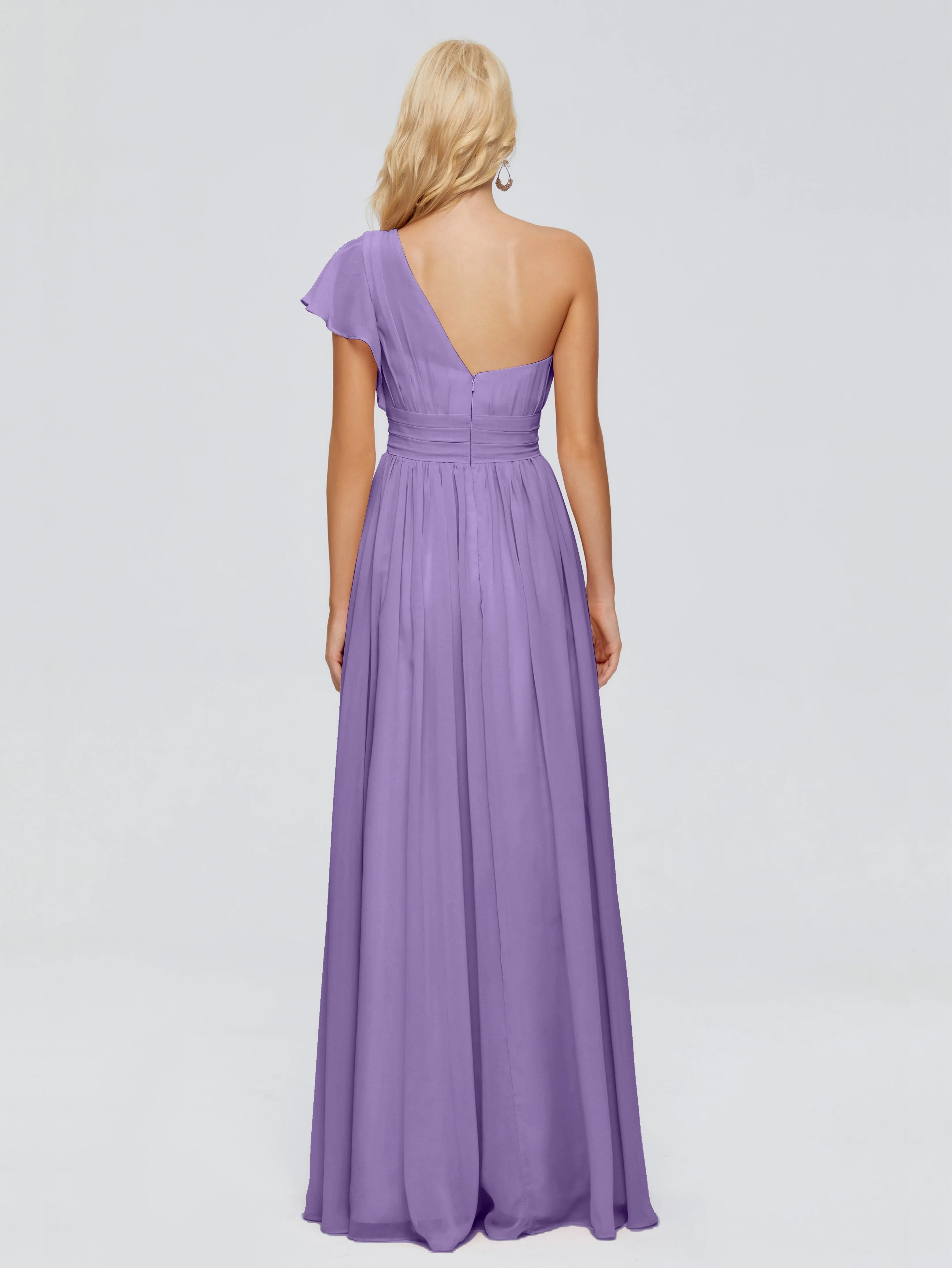 Tahiti Color Bridesmaid Dress Rylee Gorgeous One Shoulder Pleated Chiffon Bridesmaid Dresses
