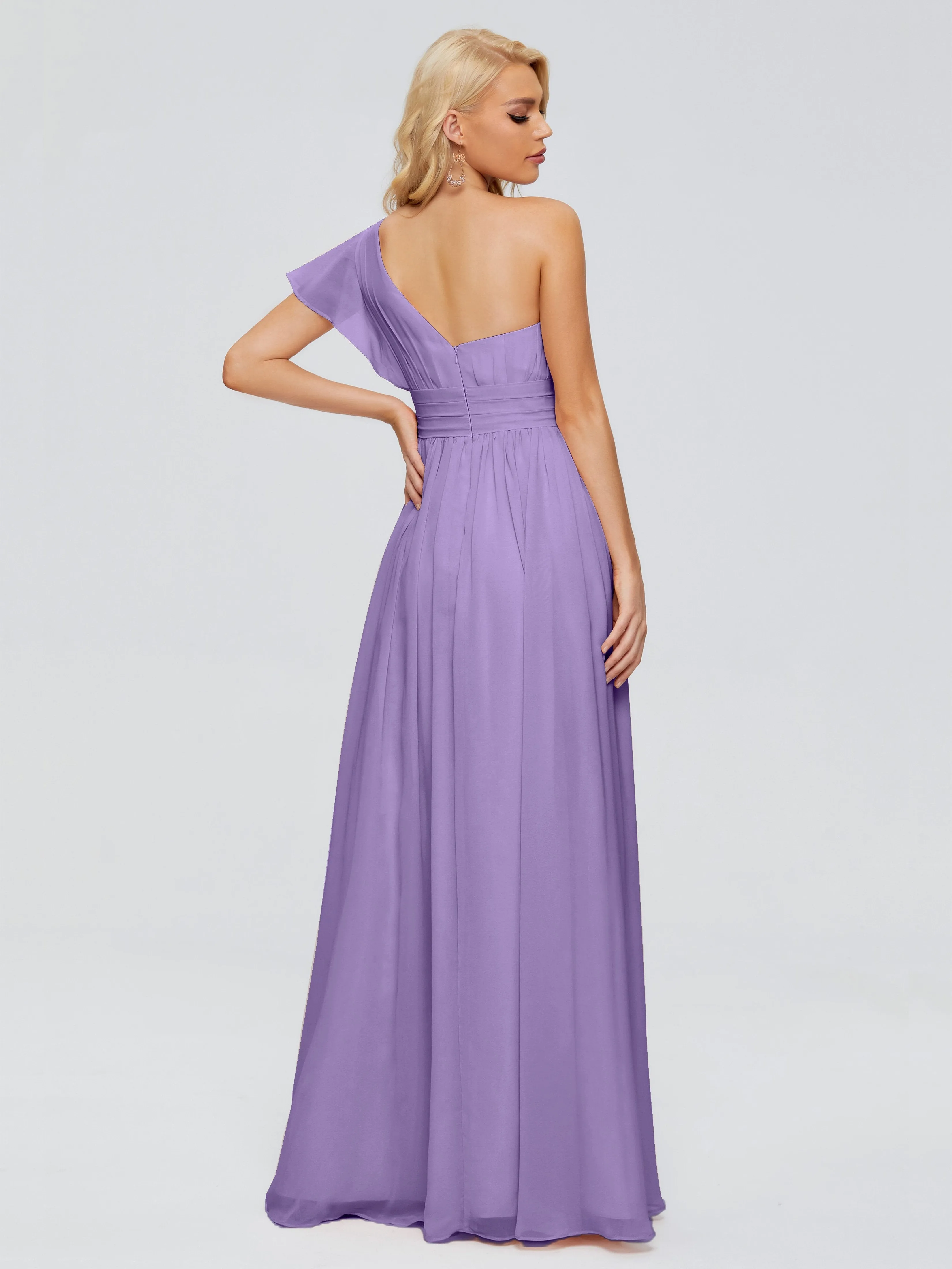 Tahiti Color Bridesmaid Dress Rylee Gorgeous One Shoulder Pleated Chiffon Bridesmaid Dresses