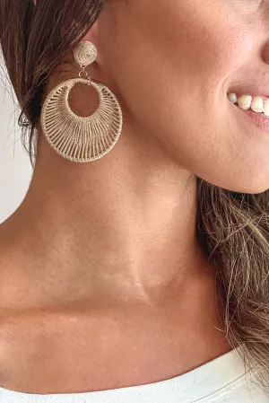 Tan Thread Woven Drop Earrings