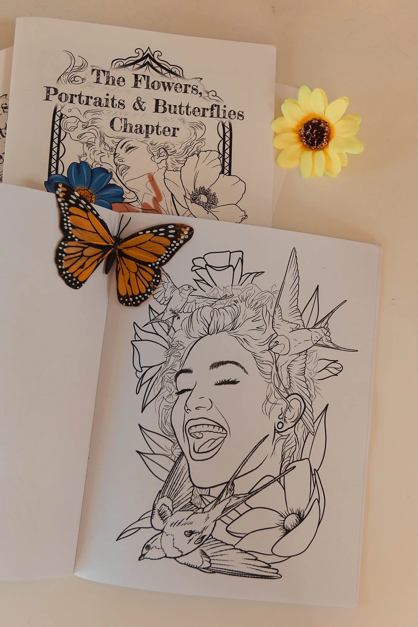 The Flowers, Portraits, and Butterflies Coloring