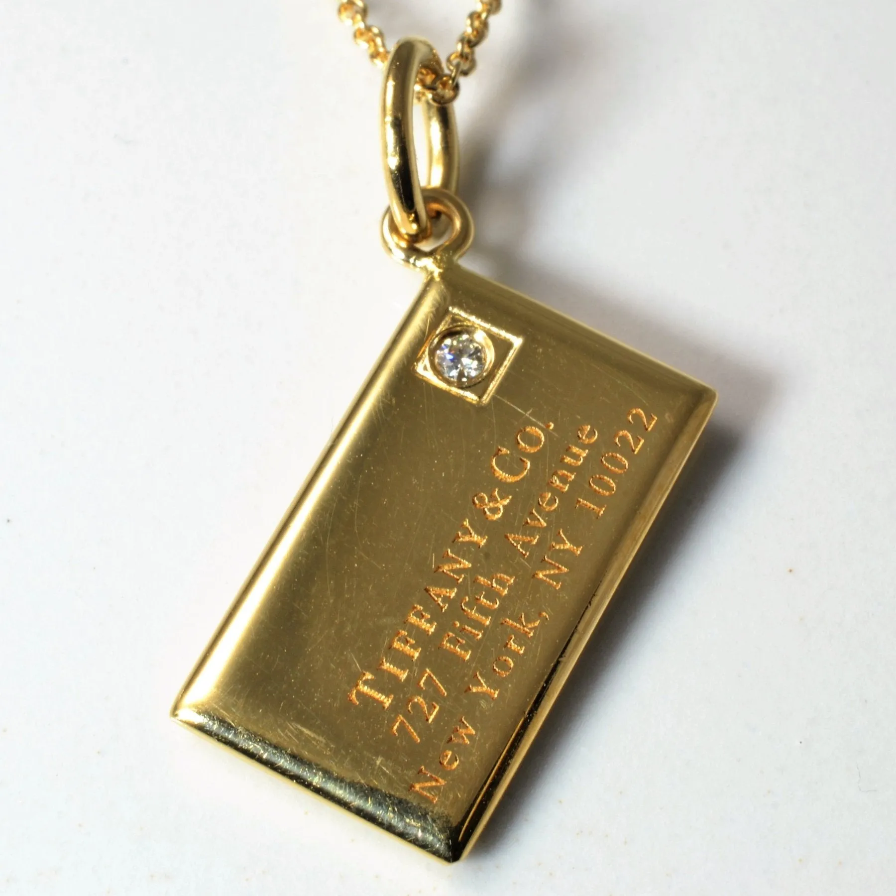 'Tiffany & Co.' Diamond Envelope Charm Pendant Necklace | 0.20ct | 16" |