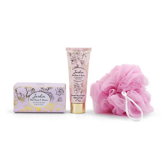 Tipperary Crystal Jardin Toiletry Bag Set - Red Roses & Lemon