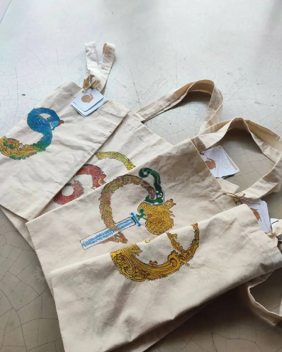 Tote bag - Hand Painted Sinhala fonts