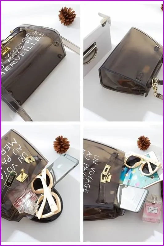 Transparent Jelly Letter Printing Handbag Shoulder Bag F062