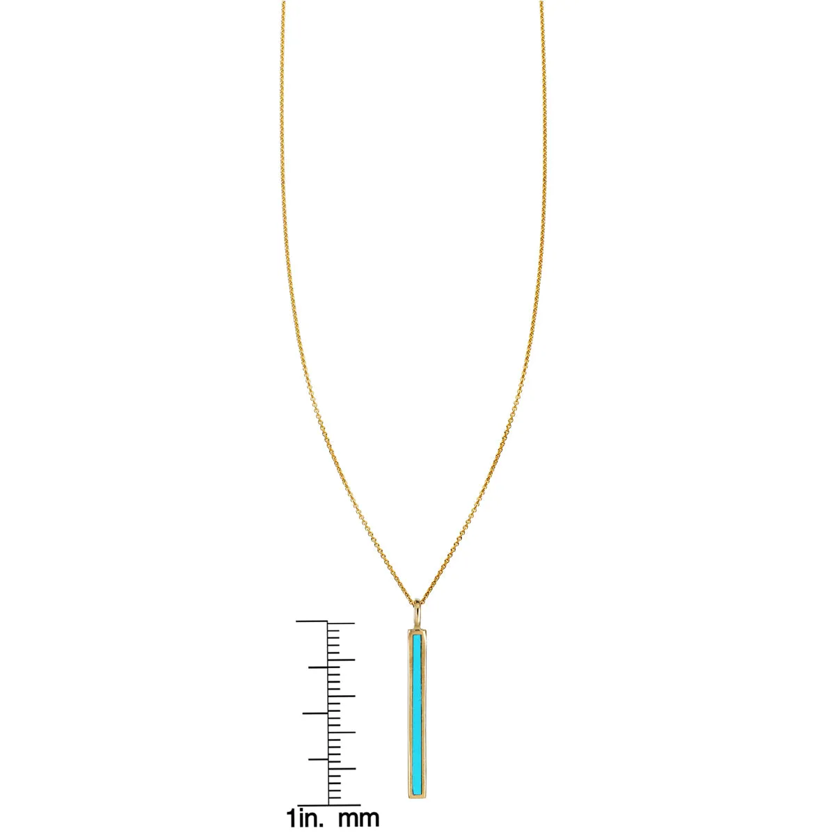 Turquoise Inlaid Long Bar Necklace