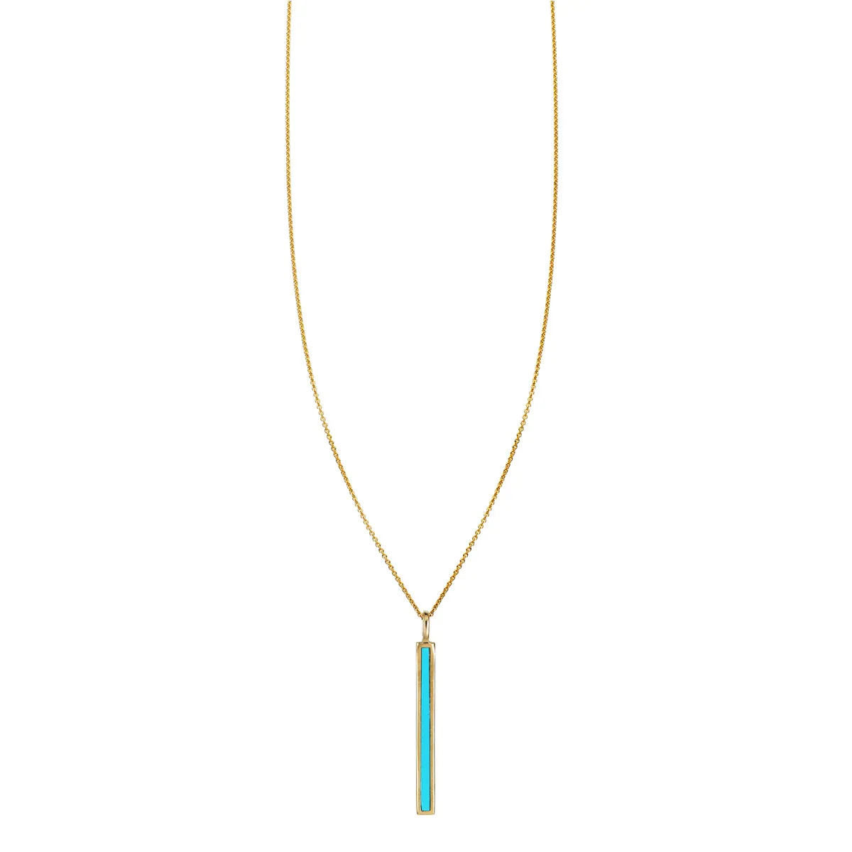 Turquoise Inlaid Long Bar Necklace