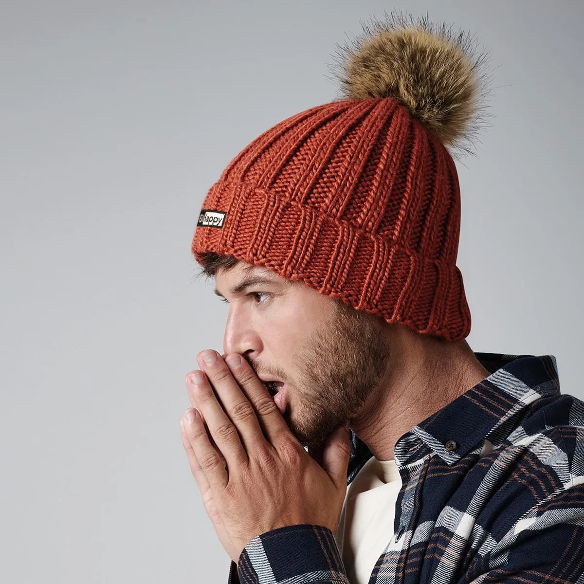 Vegan Fur Chunky Pom Pom Beanie | Multiple Colours