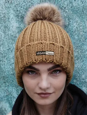 Vegan Fur Chunky Pom Pom Beanie | Multiple Colours
